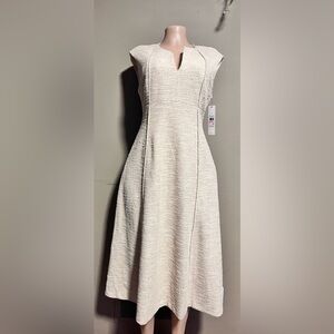 Calvin Klein Textured Cream Midi Dress